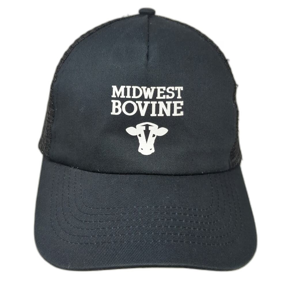 Hit Trucker Hat Black One Size Midwest Bovine Cow Graphic Mesh Snapback